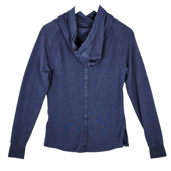 Title Nine Sweatshirt Women S Manresa Blue Hoodie Kangaroo Pocket Side Slits - Picture 3 of 6